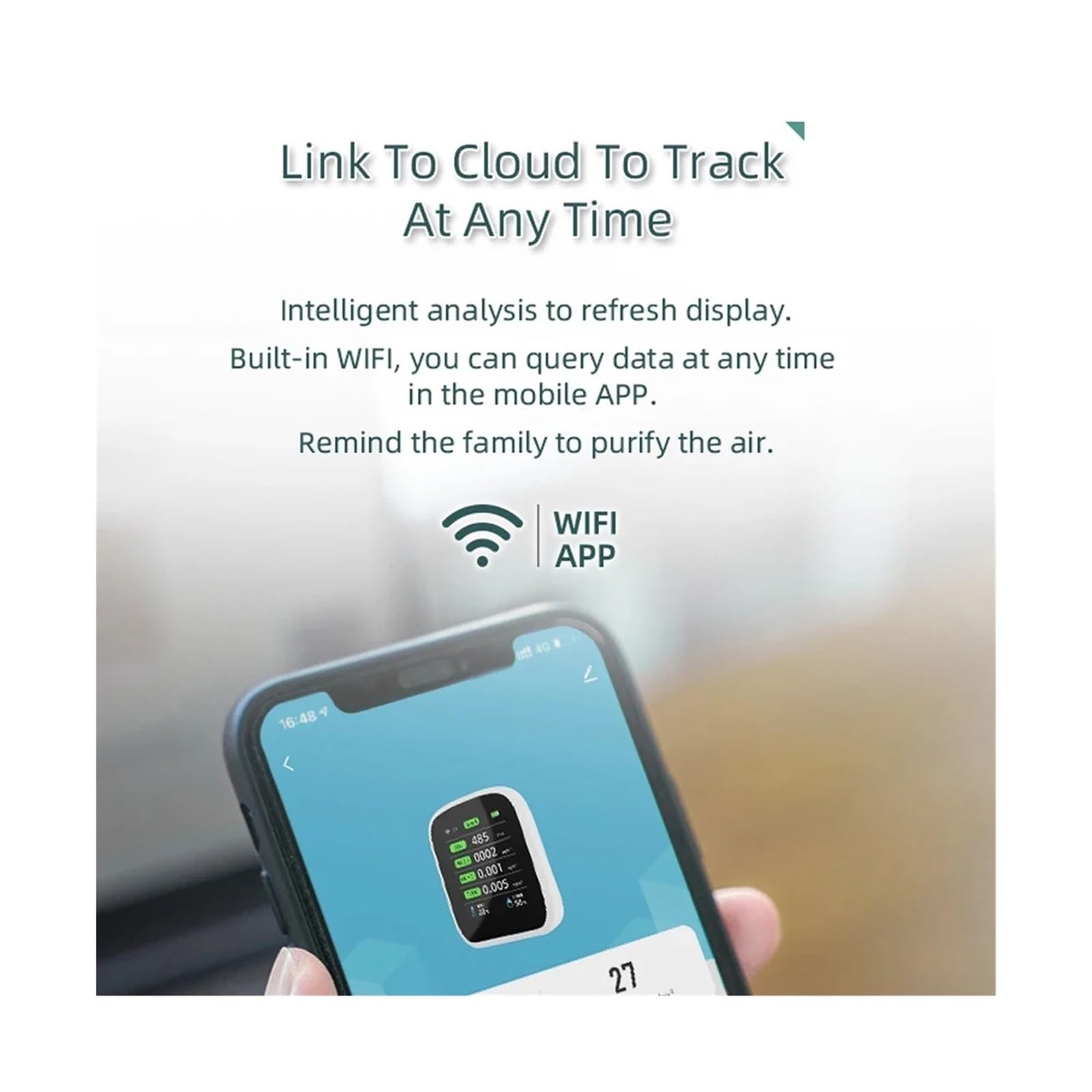 Rilevatore di gas, 8 in 1 Tuya Wifi PM1.0 PM2.5 PM10 CO2 TVOC HCHO Tester di temperatura e umidità Misuratore portatile a qualità 'aria Rilevatore anidride carbonica