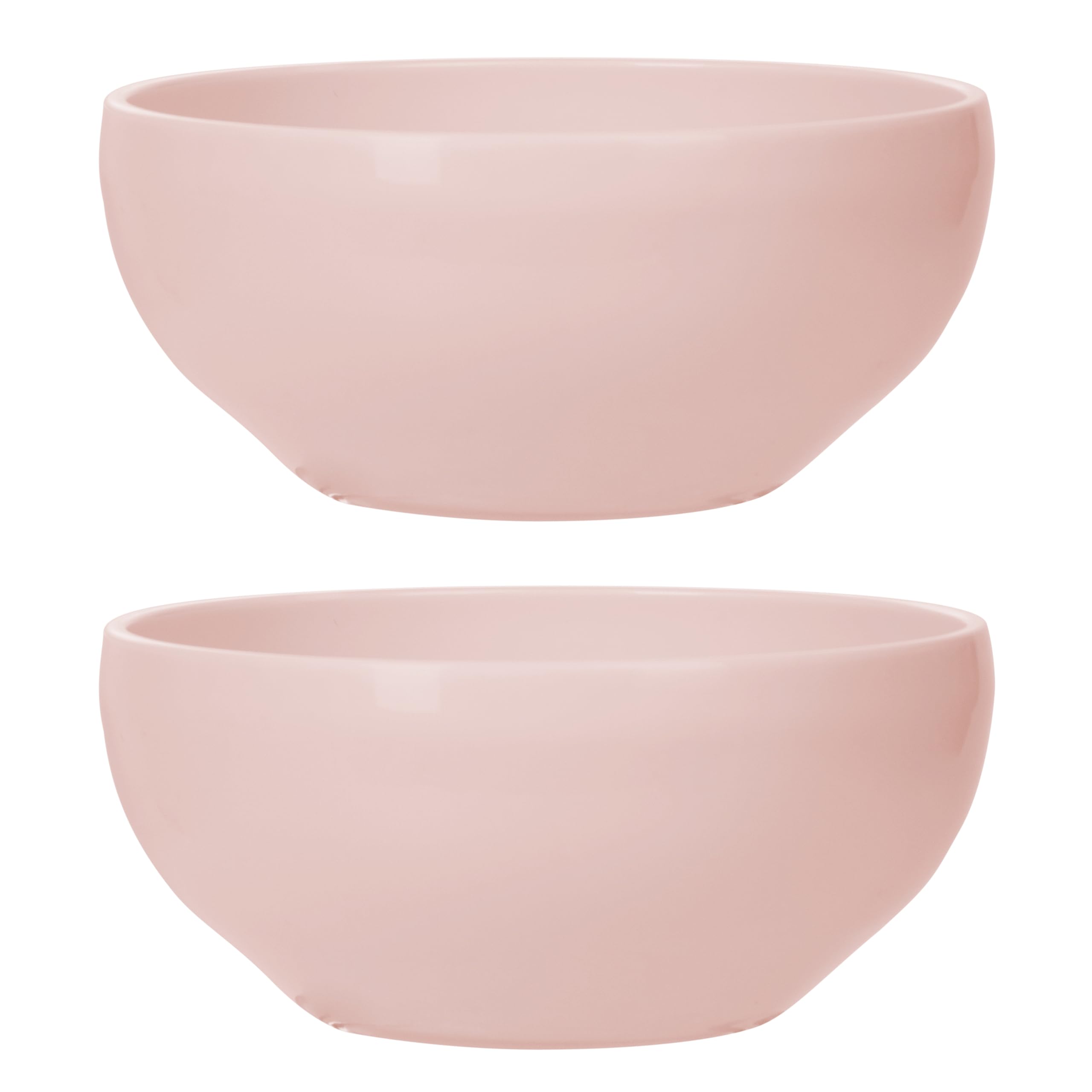 Inochi Amori Small Feeding Bowl 415ml | Dinnerware Bowls Round for Toddlers and Kids | Reusable Odorless BPA Free | Dishwasher & Microwave Safe | Easy to Hold | Made in Vietnam |Light Pink | 2pcs