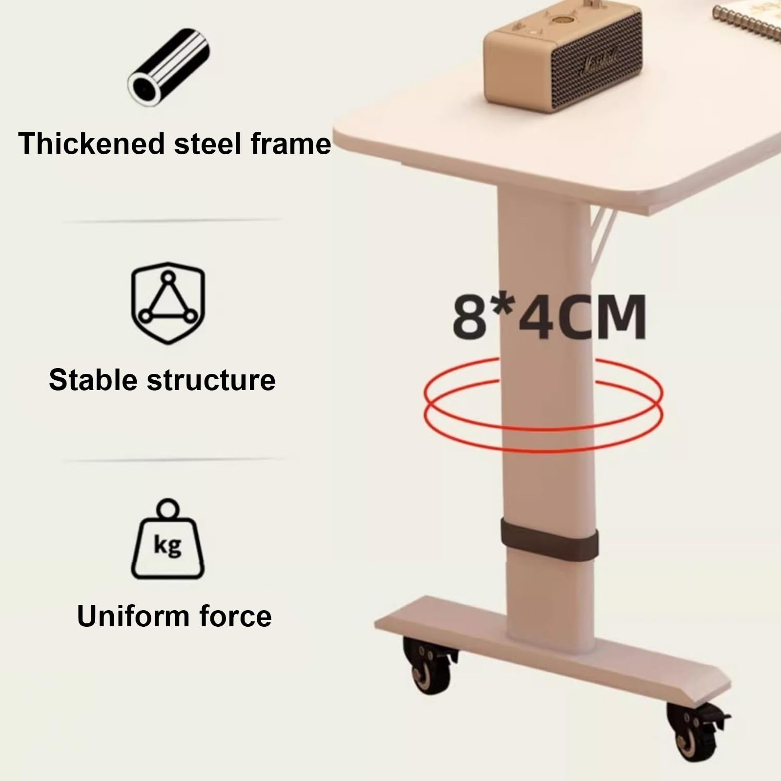 Tavolino servitore con Ruote a 360°, Tavolino da Letto con Ruote, Scrivania con Letto Mobile Queen Size, Scrivania con Ruote, Carrello per Laptop, Tavolino da Bar con Letto con Ruote