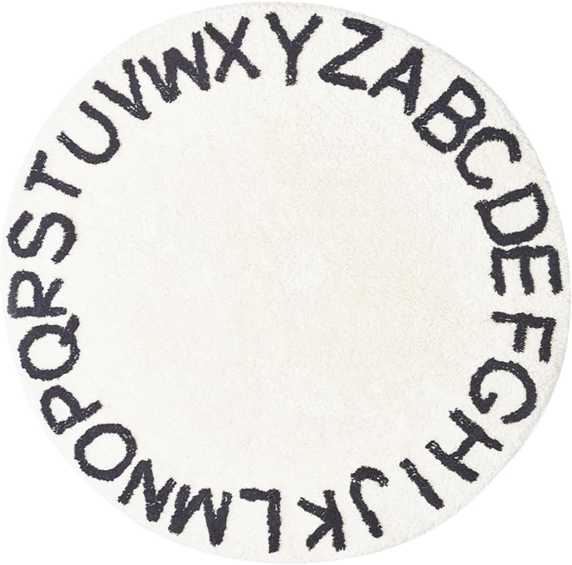 Cabilock Non Slip Round Floor Mat with Alphabet Design Washable Carpet Rug for Bedroom and Living Soft Cushioning to Foot Fatigue and Skid Area Rug for Slippery Surfaces