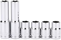 Vista 1 de CASOMAN Juego de 6 piezas de llaves de impacto de 3/8 pulgadas, profundo y poco profundo, 10 mm, métrico, diseño de 6 y 12 puntos, acabado cromado