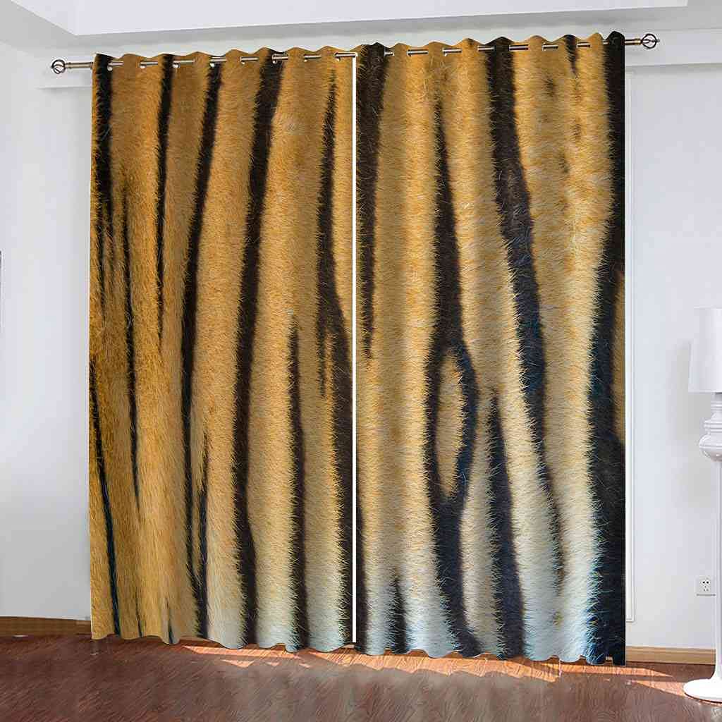 Rideaux isolants thermiques phoniques tigre jaune pour chambre