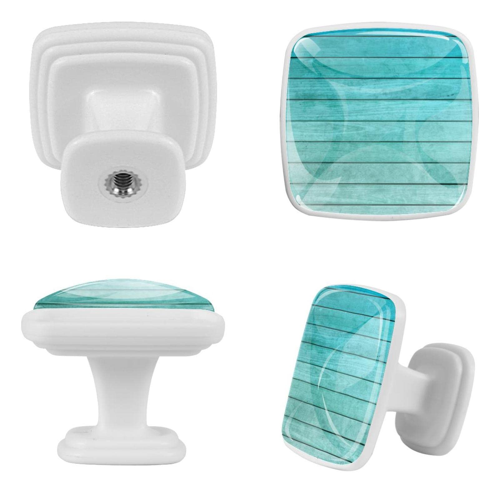 TBOUOBT Confezione da 12 pomelli per mobili da cucina, pomelli per cassetti, pomelli per comò, tiranti per cassetti, cassetti per comò, pomelli per maniglie,Tavola di legno verde blu sfumato oceano
