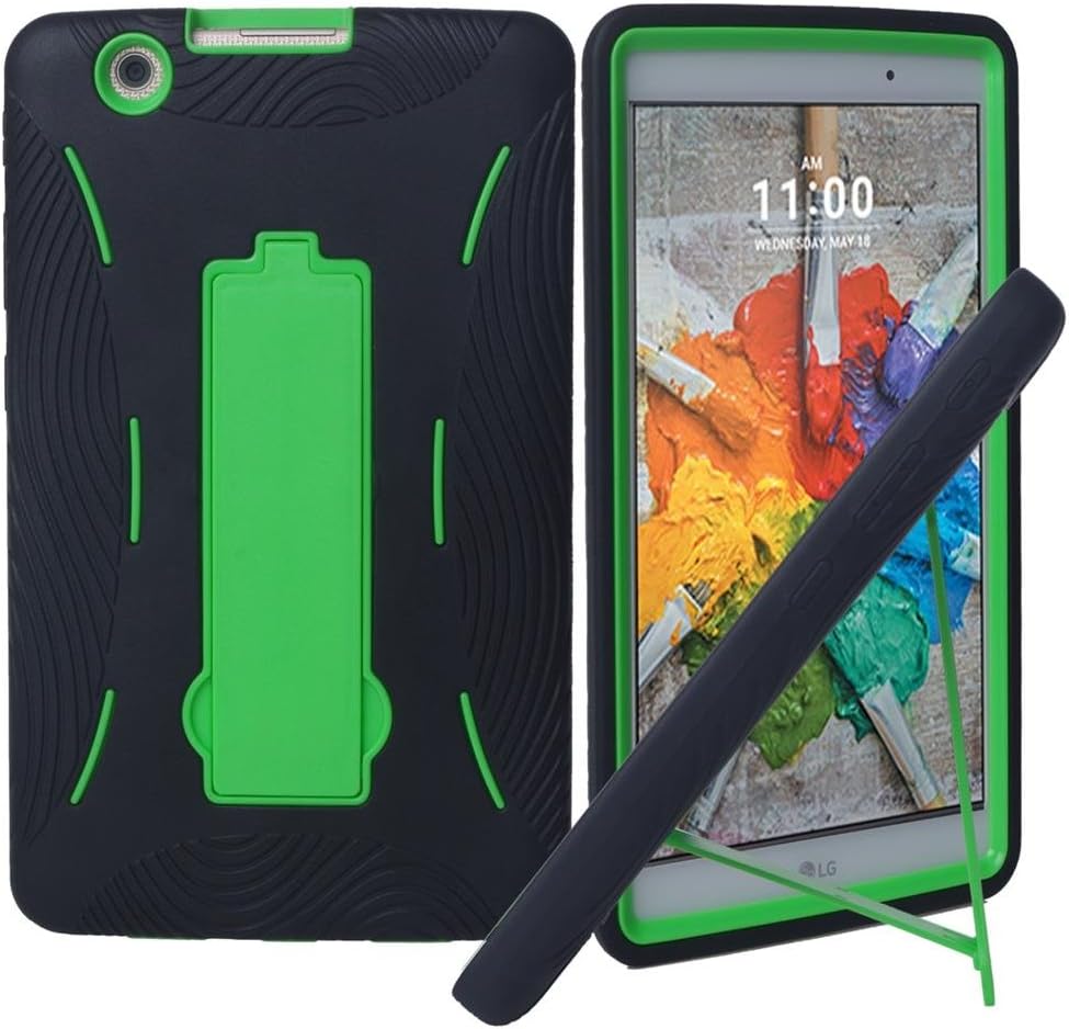 LG G Pad X 8.0 V521 Case, NFW} Premium Hybrid Drop Proof Armor Defender Full-Body Protection Heavy Duty Kickstand Case for LG G Pad X 8.0 V521/G Pad III 8.0 V525 2016 (T-Mobile) (HVD Black/Green)