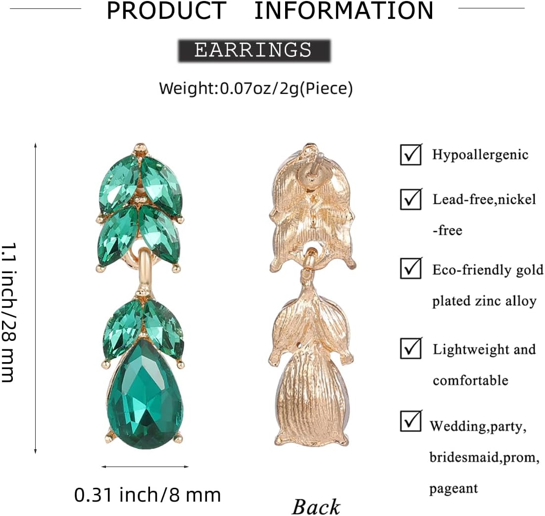 Rhinestone Teardrop Dangle Earrings Sparkle Crystal Bridal Earrings for Brides Bridesmaides Earrings for Women Wedding Pageant Prom - Image 6