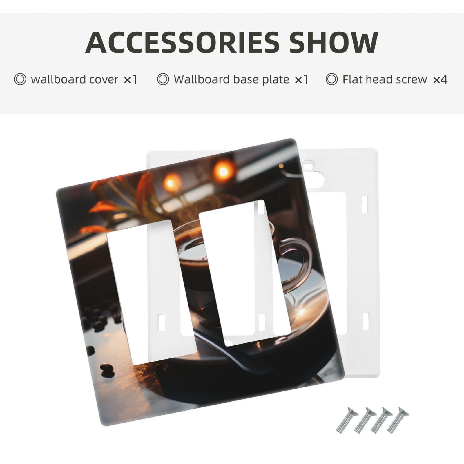 Decorative 2-Gang Wall Plate Cover – Coffee & Sweets Design, Single Toggle Switch, UV Printed Polycarbonate, For Kitchen/Bedroom