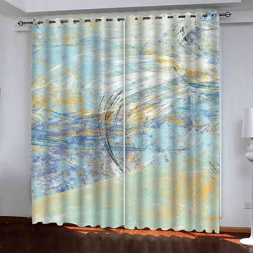 Rideau isolant thermique et phonique 264x160cm graffiti bleu pour chambre enfant