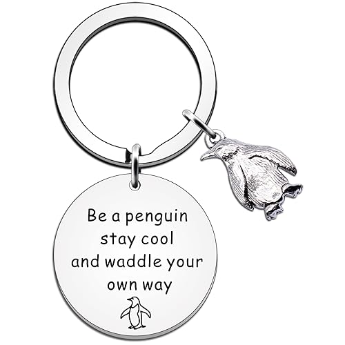 JETTOP Penguin Gifts for Women Man - Penguin Keyring Penguin Inspirational Gift for Best Friend Birthday Christmas Be a Penguin Steel Cool