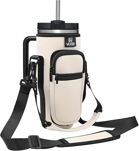WUQID Bolsa de transporte para botella de agua con bolsillo para teléfono compatible con vaso Stanley de 40 onzas con asa, soporte para botella con