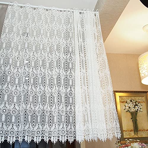 Rideaux brise-bise brodés en dentelle - Style maison de campagne (l x H 150 x 90 cm, laiteux) - 1 pièce