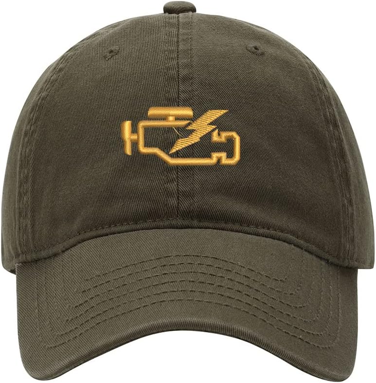 Baseball Cap Men Check Engine Light Embroidered Washed Cotton Dad Hat Baseball Caps