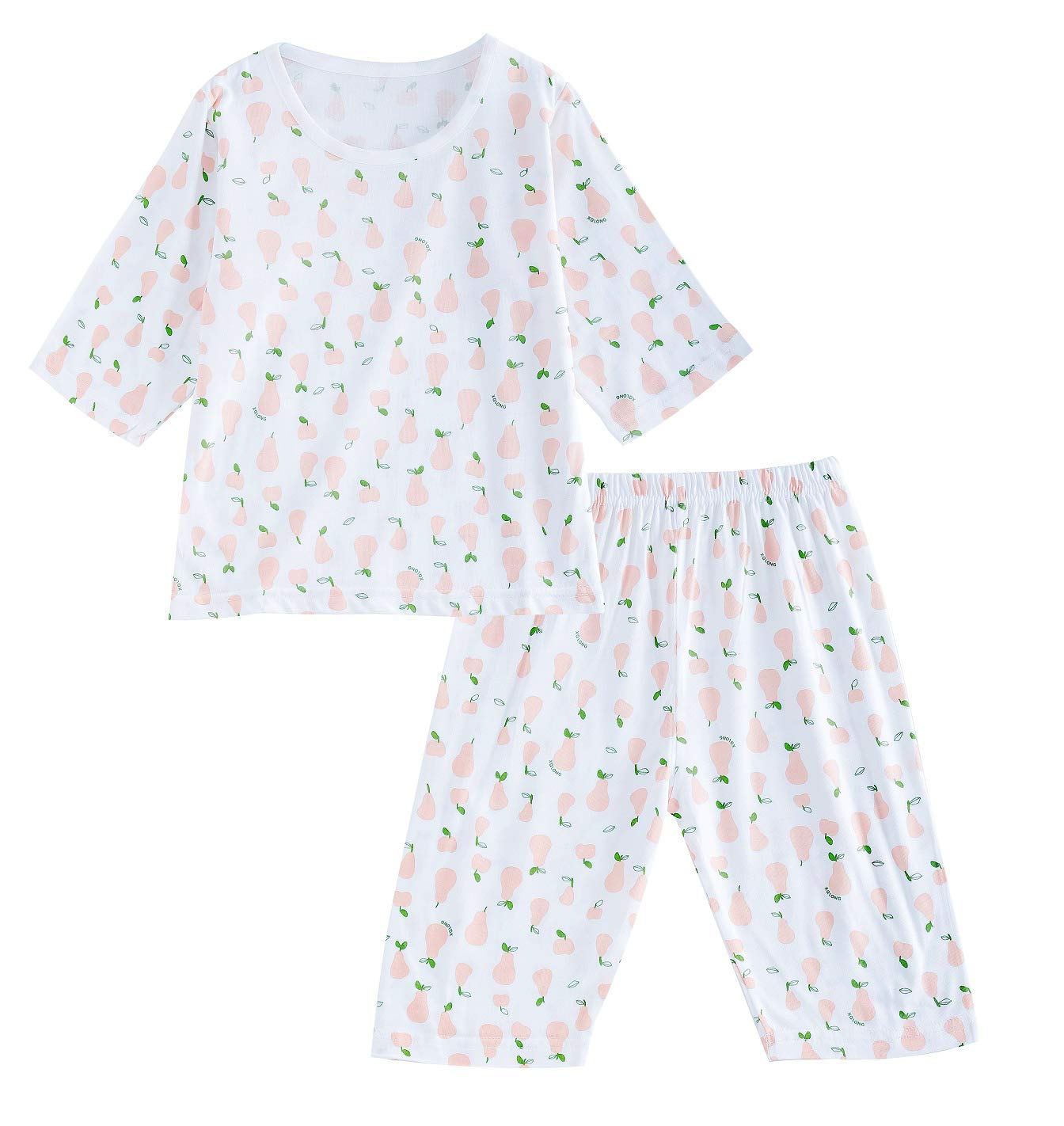 [Masonanic] (マソンナーニ ベビーパジャマ 子供 キッズ 半袖 肌着 男の子 七分袖 女の子 薄手 涼しい ルームウェア 上下 2点セット 涼感