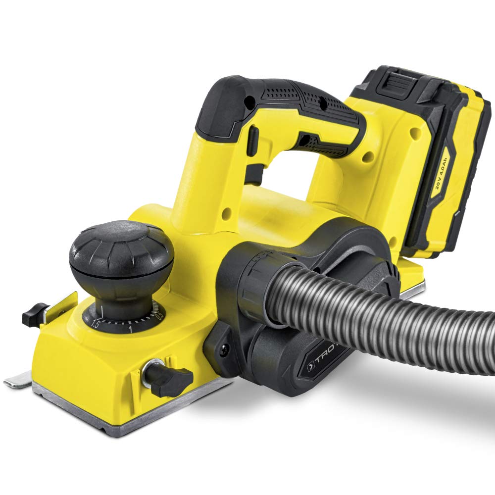 TROTEC Cepillo eléctrico inalámbrico PPLS 10-20V Cepillo (20 V 4.0 Ah/max. 1.5 mm profundidad de corte/max. 82 mm ancho de cepillado/10 mm profundidad de rebaje)