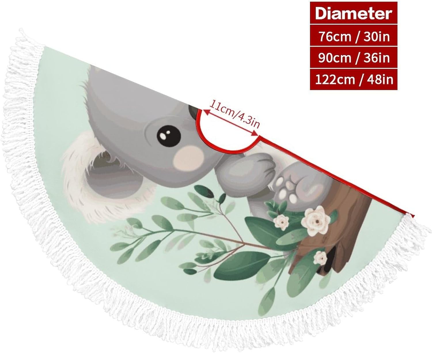 Koala Printed Christmas Tree Skirt 48 Inch Tree Skirt Christmas Tree Collar Christmas Tree Decorations Winter Xmas Tree Mat