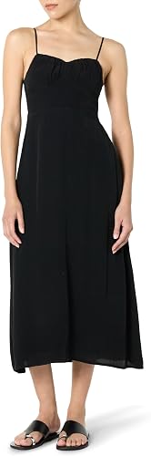 The Drop Women’s Linea Spaghetti Strap Maxi Dress with Front Slit, Black, XXL, P