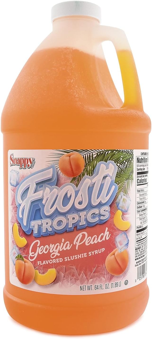 Snappy Frosti Tropics Georgia Peach Slushy Mix, Slushie Syrups for Machine, Granita Slushy Syrup, Kid Slushie Machine Mix, Slushy Mix For Frozen Drink Machine, 1/2 Gallon