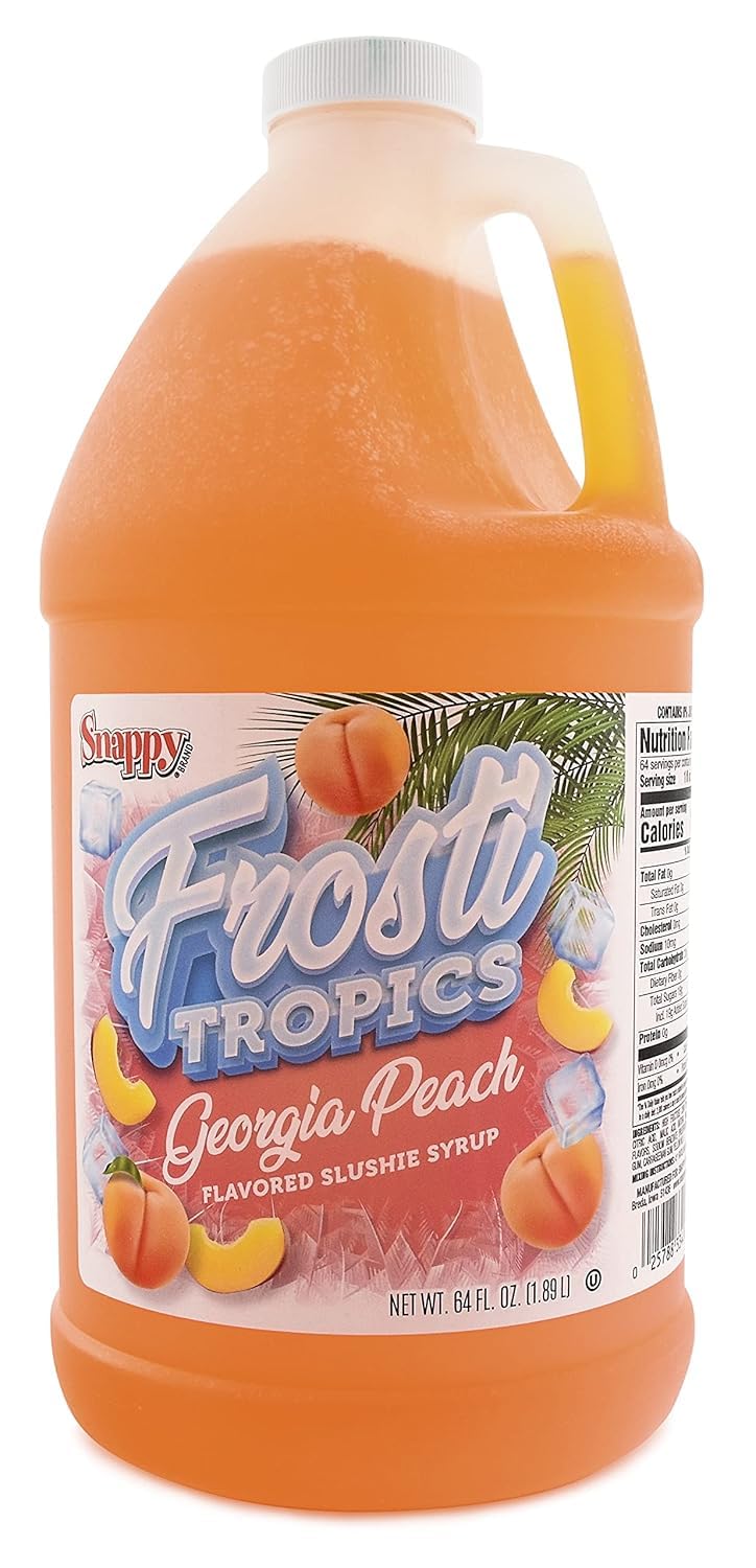 Snappy Frosti Tropics Georgia Peach Slushy Mix, jarabes de granizado para máquina, jarabe de granizado, mezcla para máquina de granizado para niños, mezcla para granizados para máquina de bebidas