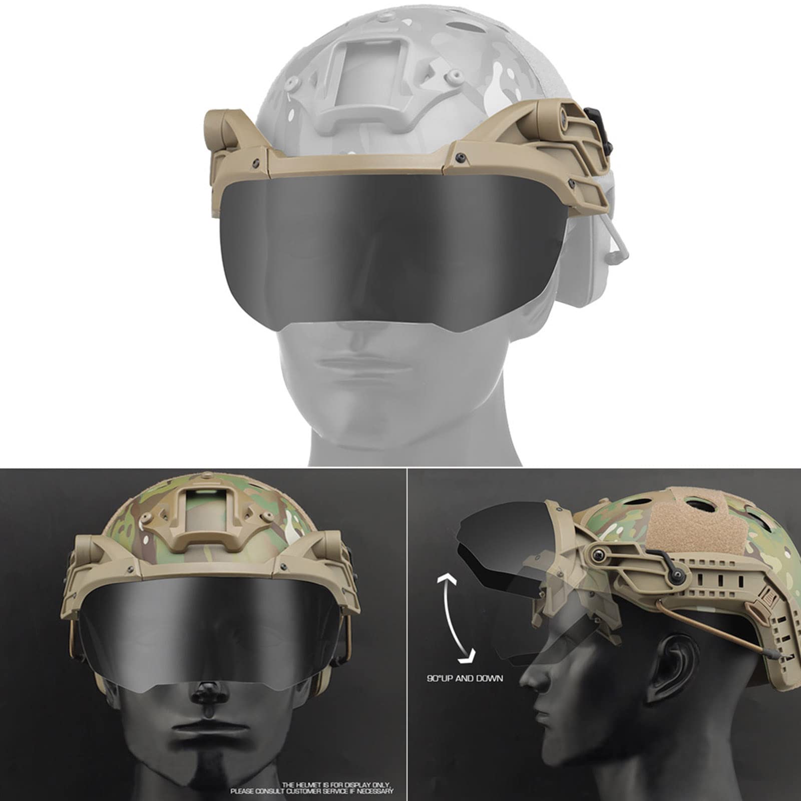 AVLUZ Gogle taktyczne z klapką, wiatroszczelne myśliwskie strzelectwo sportowe okulary ochronne, wojskowe airsoft paintball okulary Flip Up. (BK)