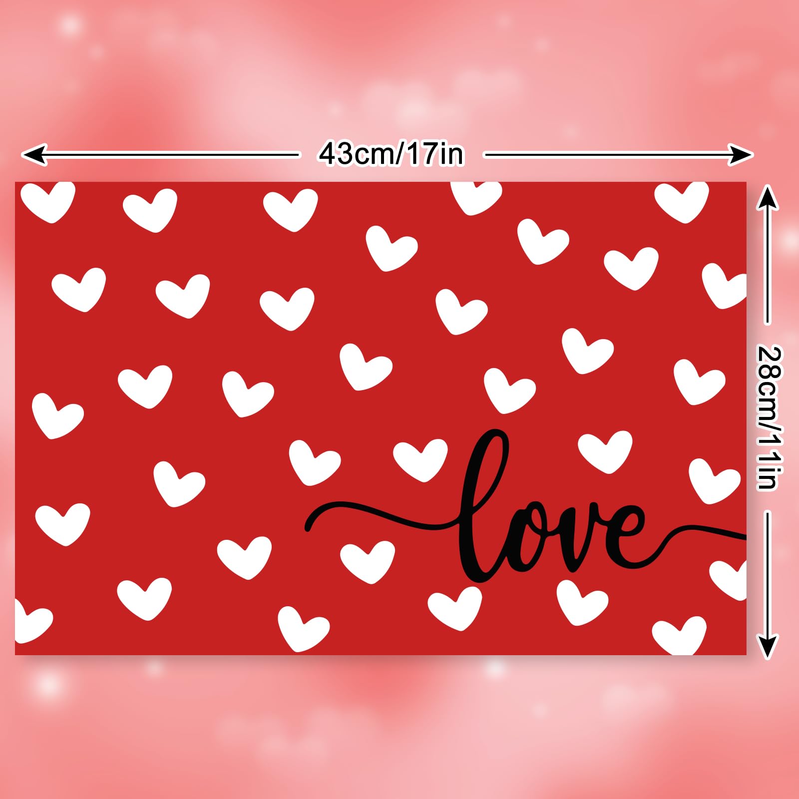 JarThenaAMCS 50 hojas de manteles individuales de papel para el día de San Valentín, diseño de corazón, color rojo y blanco, desechables, para mesa de fiesta, cena, 11 x 17 pulgadas