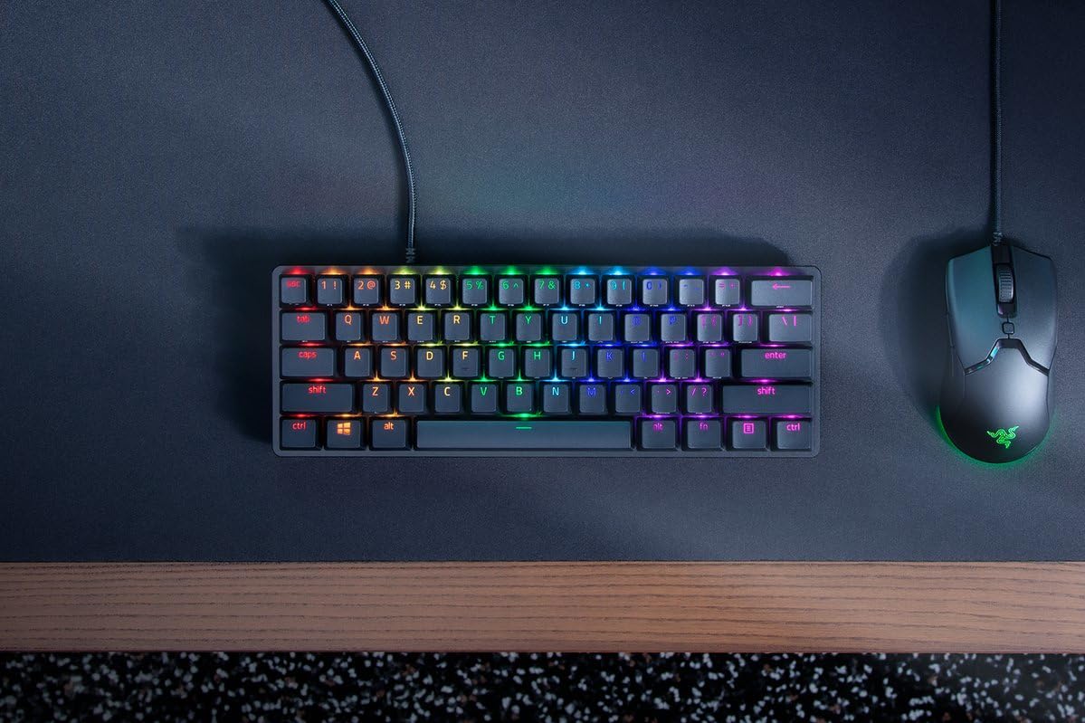 Razer Huntsman Tastiera ottica da gaming, mini 60%, (switch viola), layout tedesco DE (layout italiano non garantito)