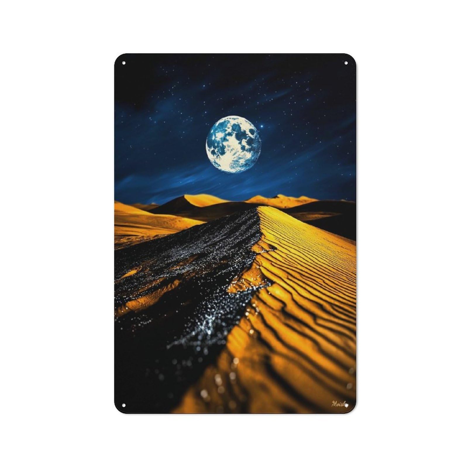 Junmoney Lunar Dunes Moonlit Desert And Shimmering Pat H Vintage Tin Sign 30X20cm For Guest Room Or Hallway, Suited To Home Decor Collectors