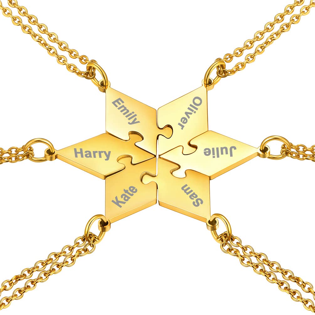 PROSTEEL Collares para 3/4/5/6/7/8, Rompecabezas Partidos con Grabados Personalizables, Colgantes Puzzle Regalo Original para Hijos Amigos Compañeros