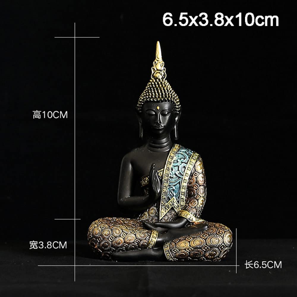 VVW&LIU Estatua de Buda Estatua de Buda Resina Verde Budismo Hecho a Mano Feng Shui Meditación Decoración del hogar, Altura 10 cm