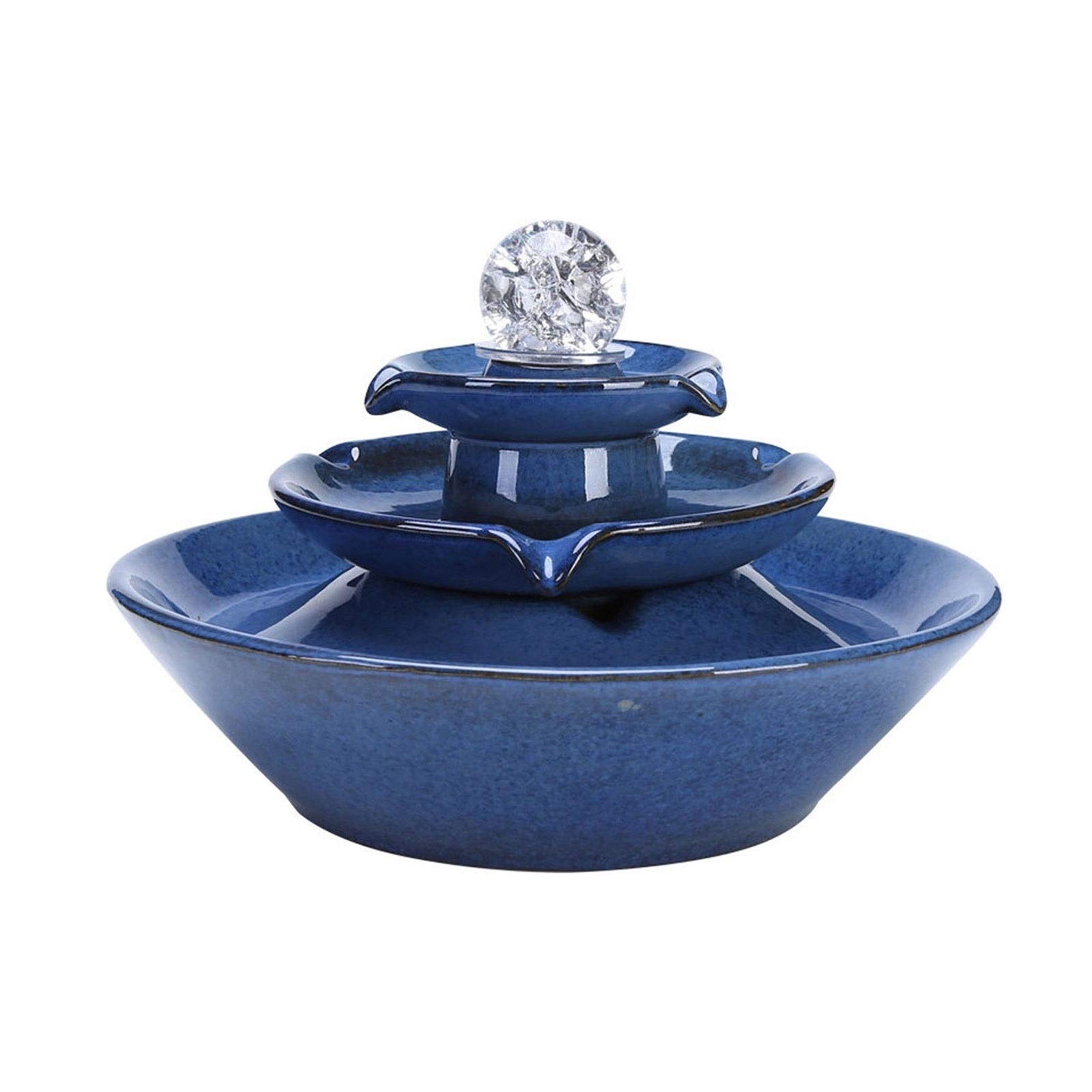 Arte Decorativa Creativa Desktop Fontana Umidificatore A Cascata Acqua Che Scorre Acqua Interna in Ceramica Fontana Waterscape Decorazione Regalo ， Figurina Ornamento Blu Good