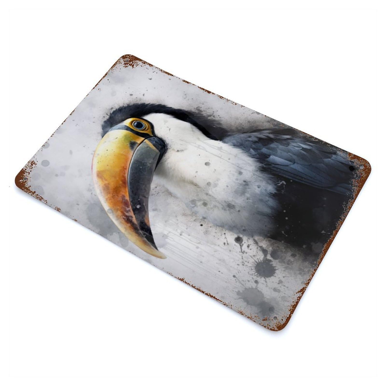 Toucan Beauty Watercolor Decorative Tin Sign 11.8"x7.9", Industrial Home Decor for Garage, Pub Or Kitchen