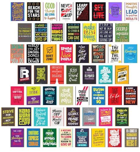 Image of Motivational Poster Wall Posters 54-6x4 Inch Aesthetic Postcards - Student Exam Inspirational Motivational Quotes Posters Wall Stickers For Study Room - Office Wall Stickers