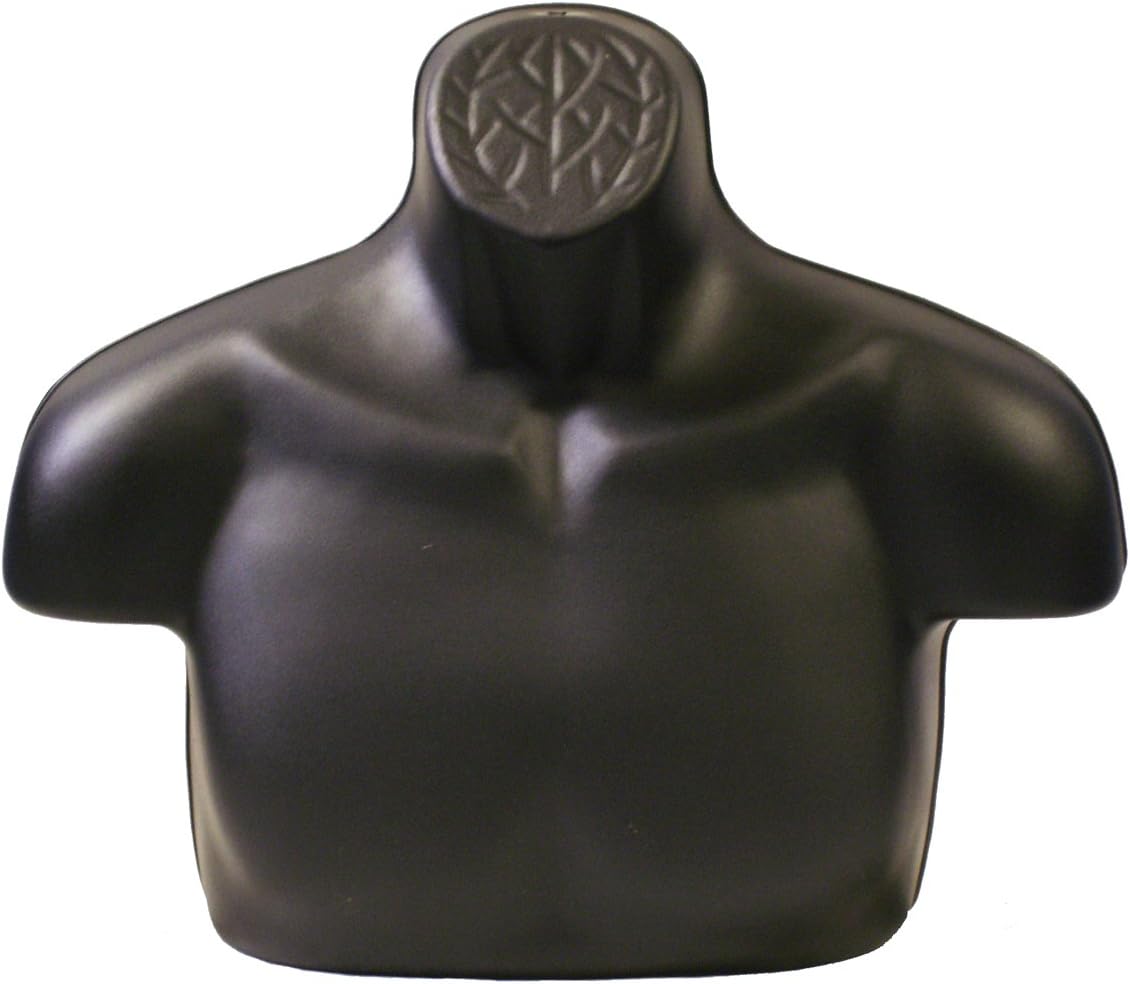 Male Upper Torso Form - Hard Plastic, White or Black