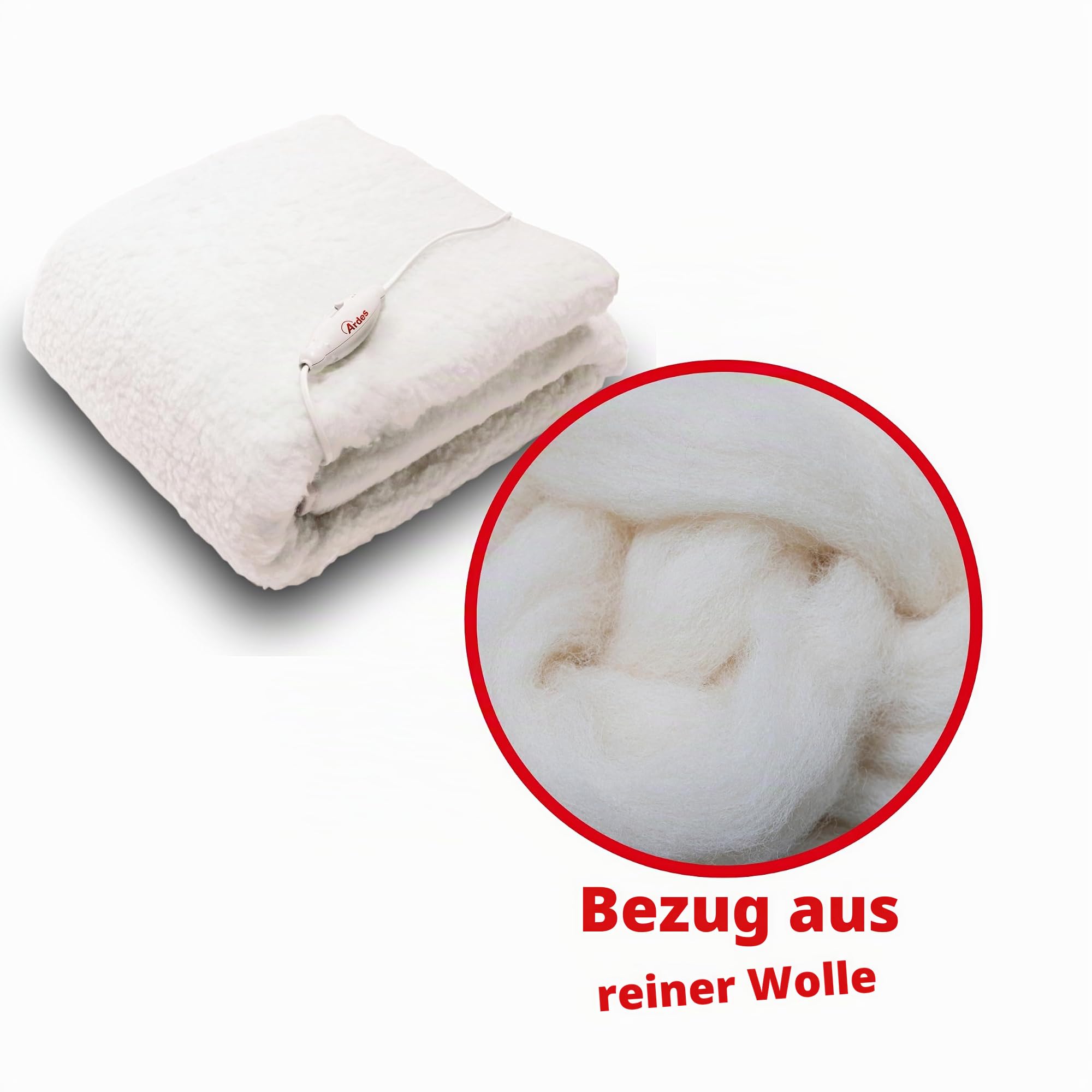 ARDES - AR415 Elektrischer Doppelbettwärmer MORPHEO - Wärmedecke einstellbare Temperatur - Doppelbettwärmer - Elektrische Heizdecke 100% Polyester, handwaschbar, Bianco