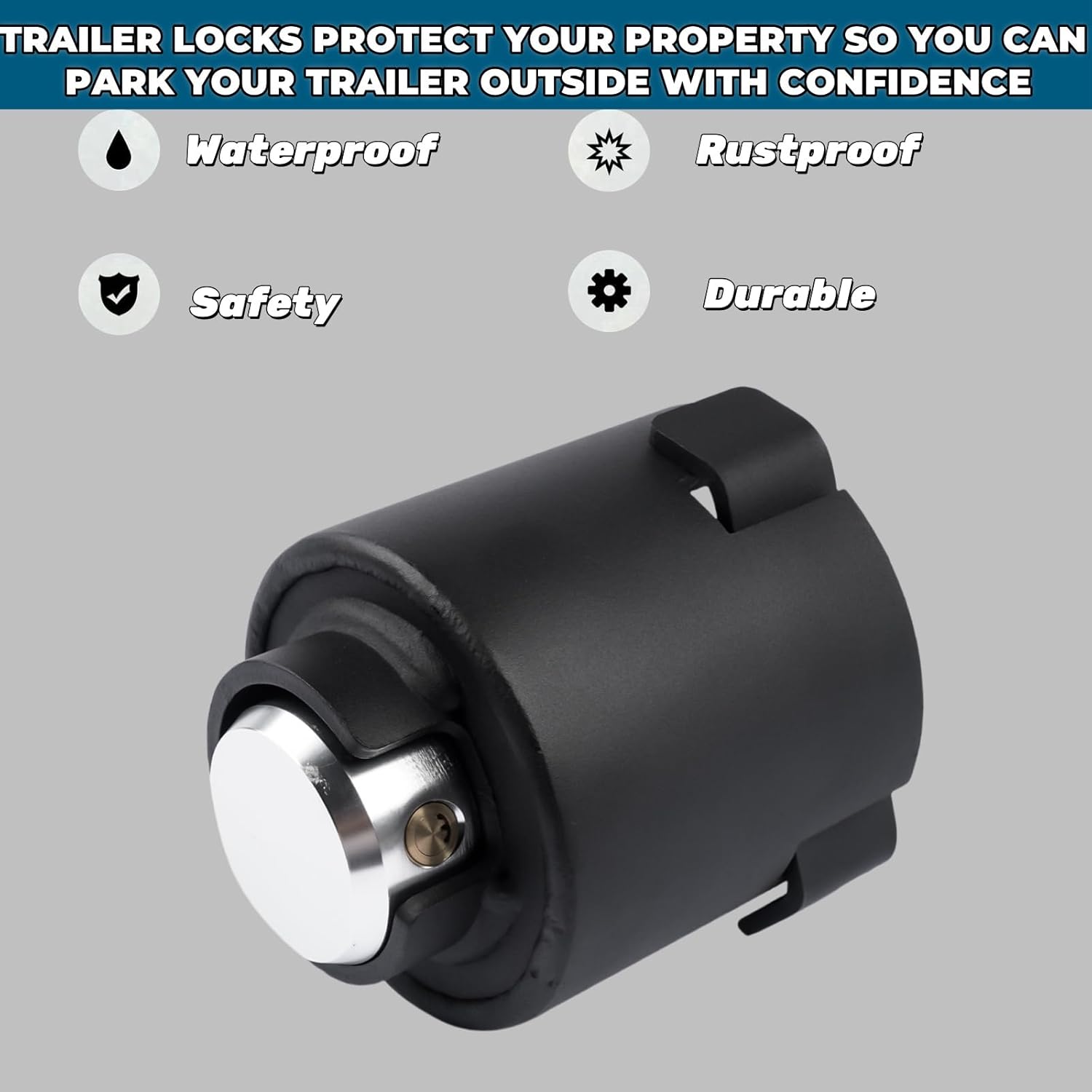 2516 Trailer Hitch Lock, Fits 2-5/16-Inch Couplers, Anti-Theft Coupling Lock with Interior Locking, Heavy-Duty Trailer Lock for Secures Safety Chains, Trailers, RVs, Boats, Trucks & Campers