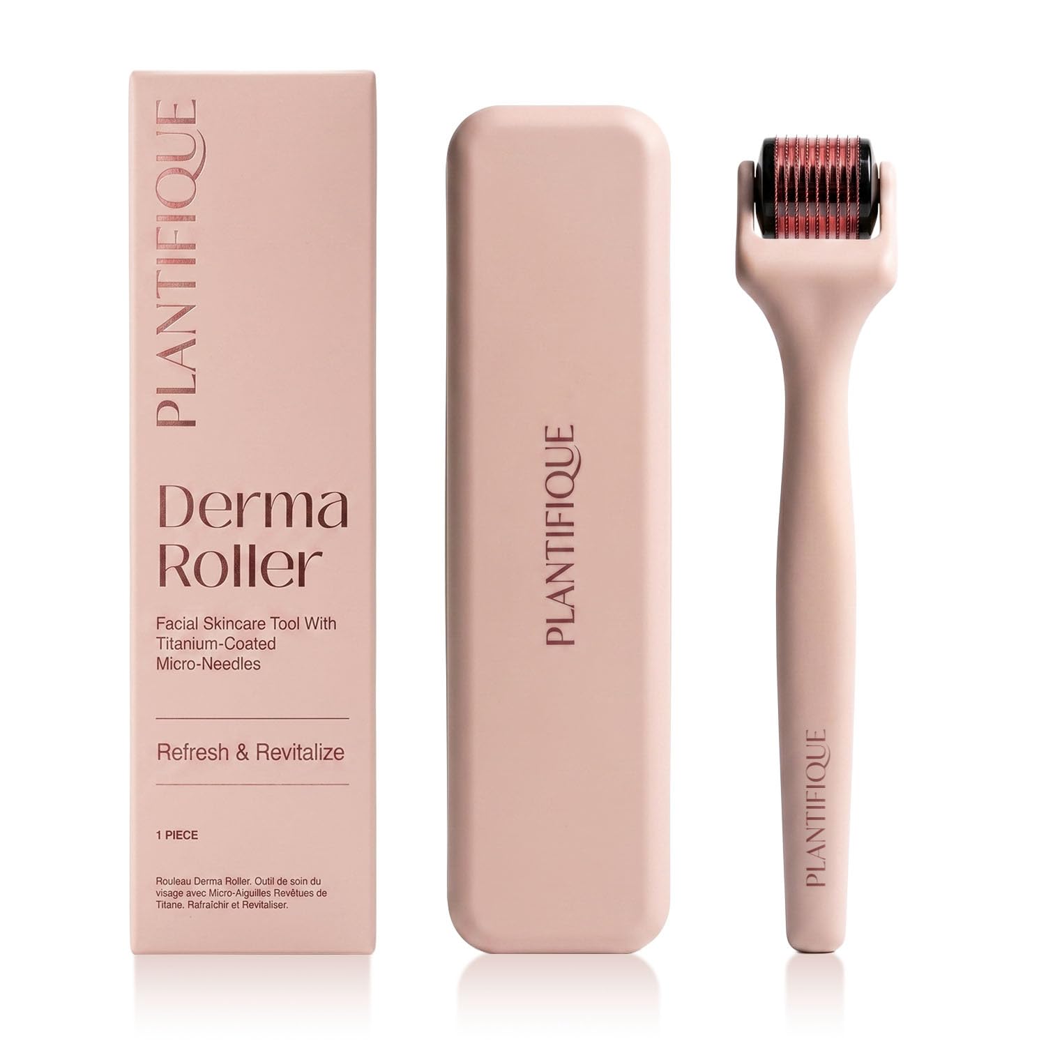 PLANTIFIQUE Dermaroller 0,25 mm – Microneedling Viso, Barba e Capelli, Rullo con Aghi in Titanio (540) – Derma Roller per Cuoio Capelluto e Viso – con Custodia