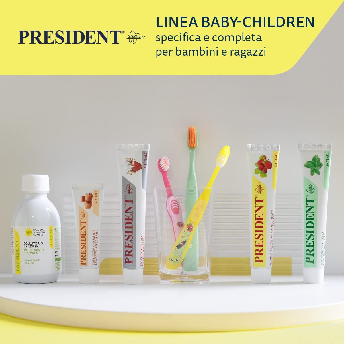 President CHILDREN COLLUTORIUM dla dzieci w wieku od 6 do 12 lat. Przeciwpłytkowa, przeciwpróchnica, wzmacnia i chroni szkliwo zębów. Bez alkoholu, Z nakrętką dozującą - 200 ml