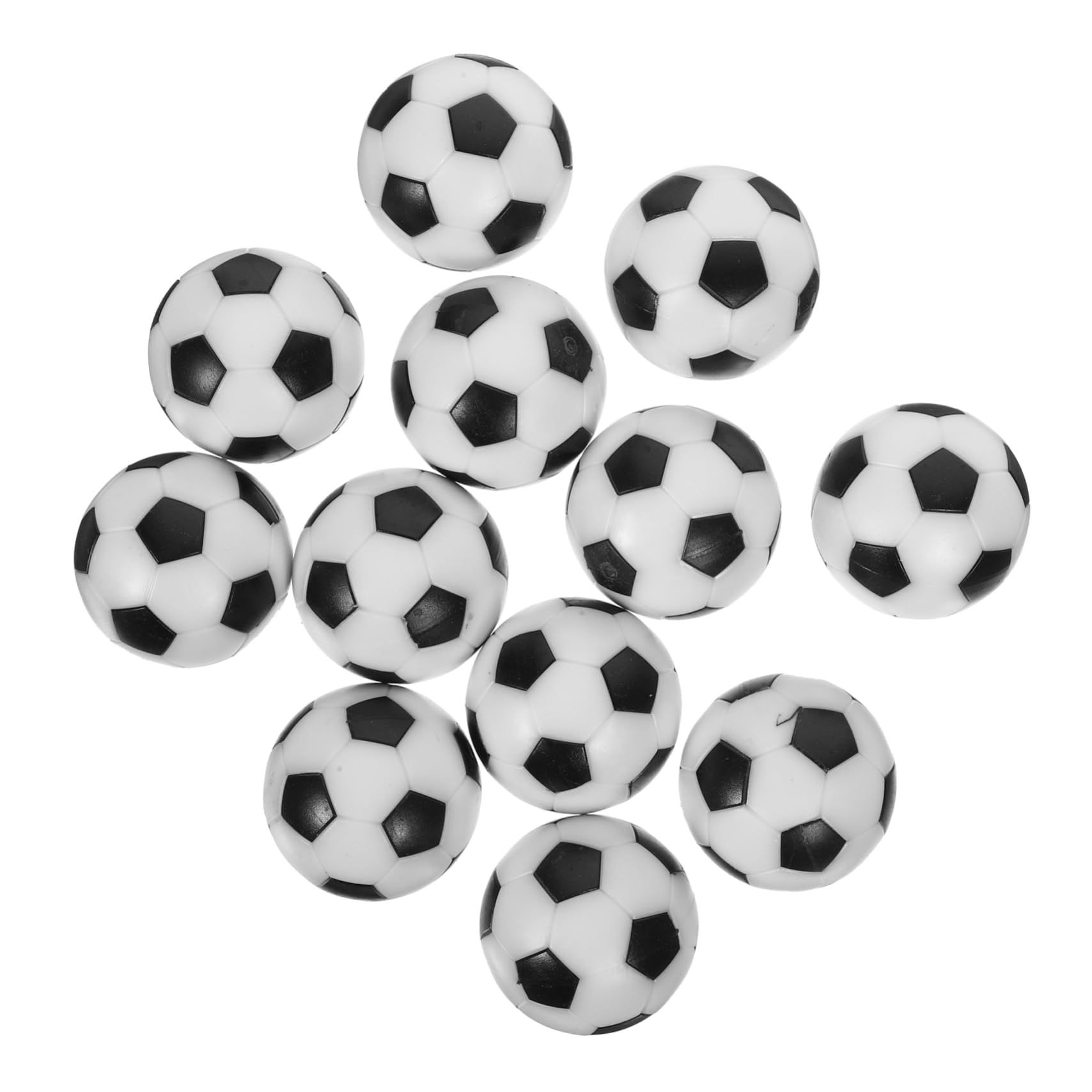 WHAMVOX 12Pcs Mini Football Balls for Tabletop Soccer Game Replacement Balls Black Design for Adults for Table