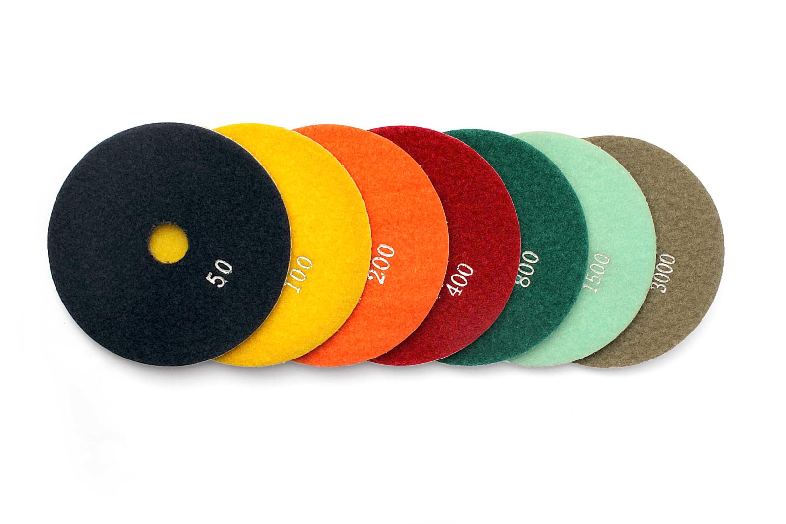 Almohadillas pulidoras de diamante, Juego de 7 almohadillas de pulido de diamante de 5", 125 mm, flexibles y húmedas, for piedra, granito, mármol, hormigón, paquete de pulido, disco de pulido de grano