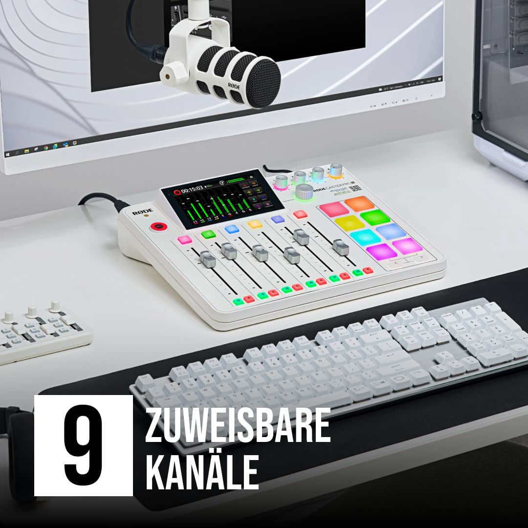 RØDE RØDECaster Pro II All-in-One Produktionslösung für Podcasting, Streaming, Musikproduktion und Content-Erstellung (Weiß)