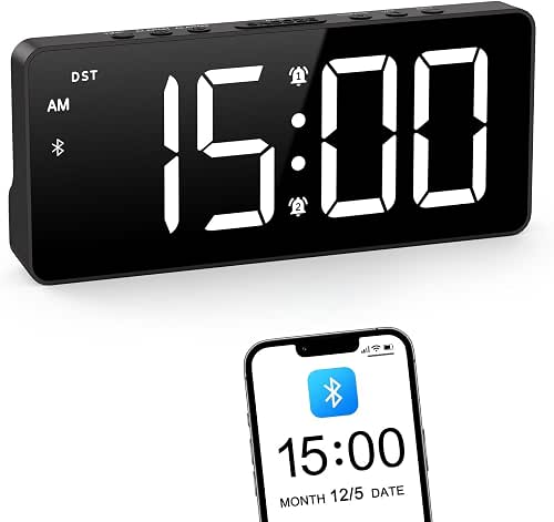 ORIA Digital Alarm Clock with Bluetooth Auto Sync, Large Display