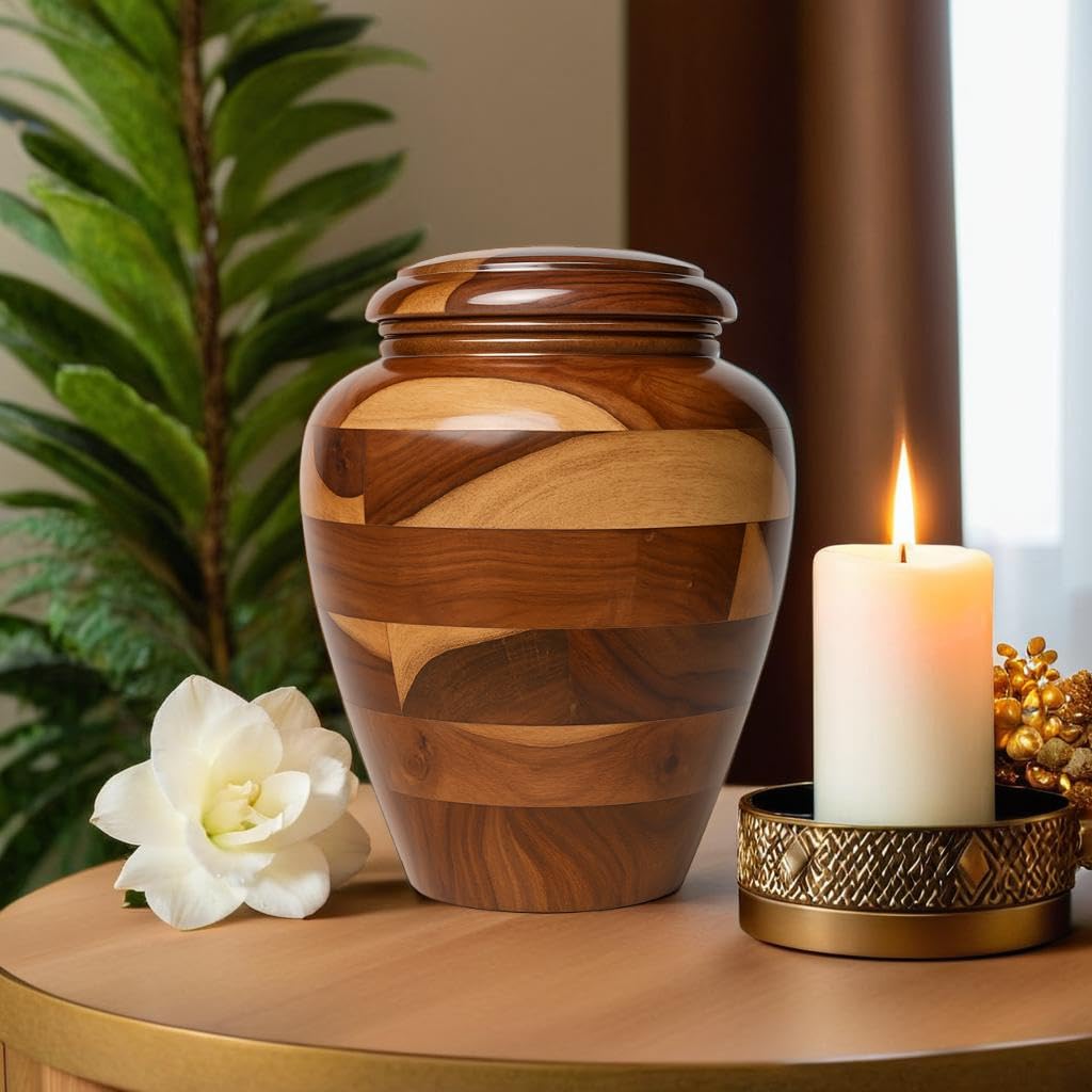 Urna de cremación grande de madera, conmemorativa hecha a mano para cenizas humanas, urna funeraria para adultos para hombres y mujeres (palisandro, grande (200 pulgadas cúbicas))