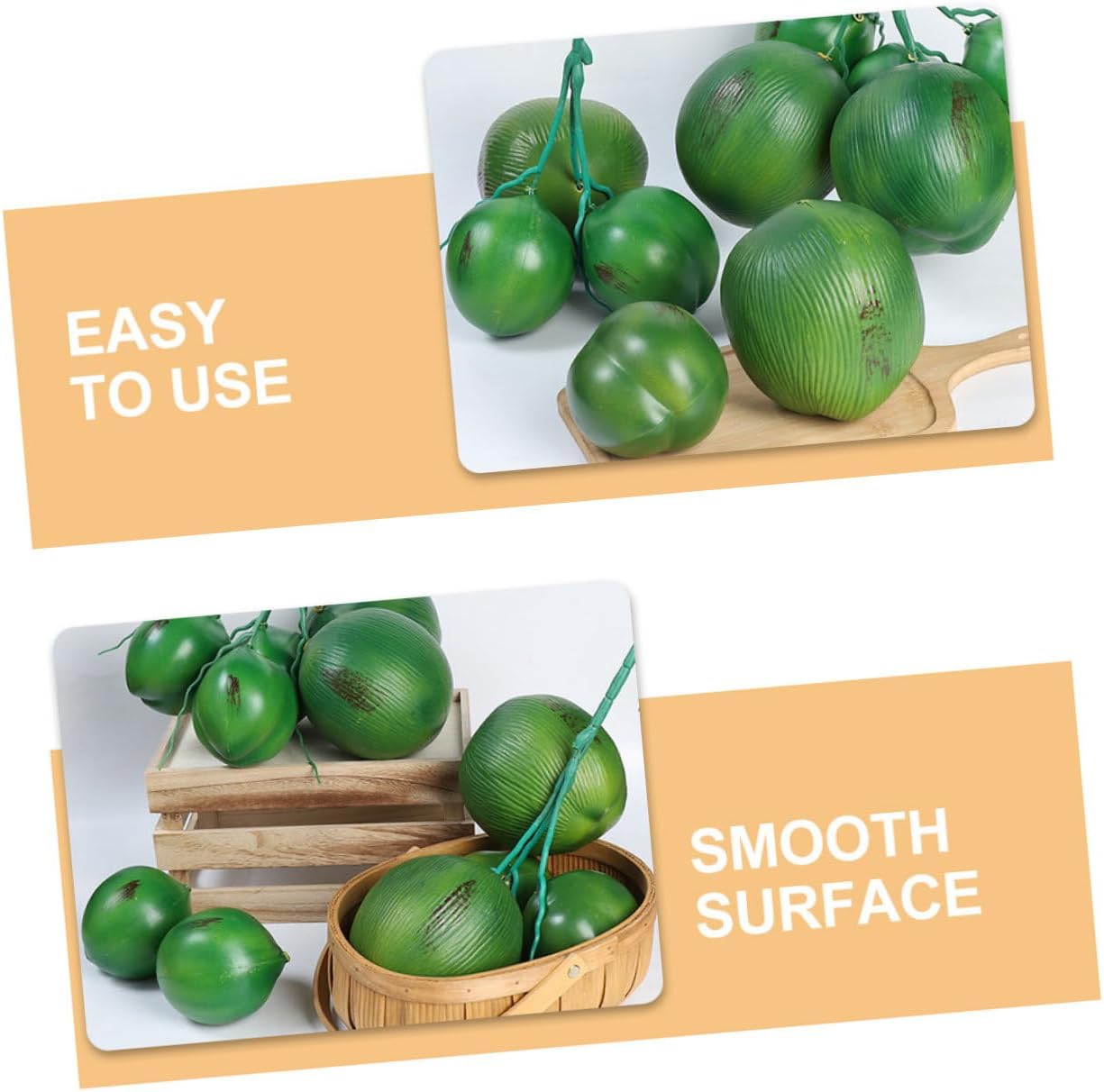 IMIKEYA 6pcs Artificial Coconuts Decorations for Tropical Parties Realistic Faux Coconut Props for Luau Events and Home Decor Easy to Clean and Lightweight Design