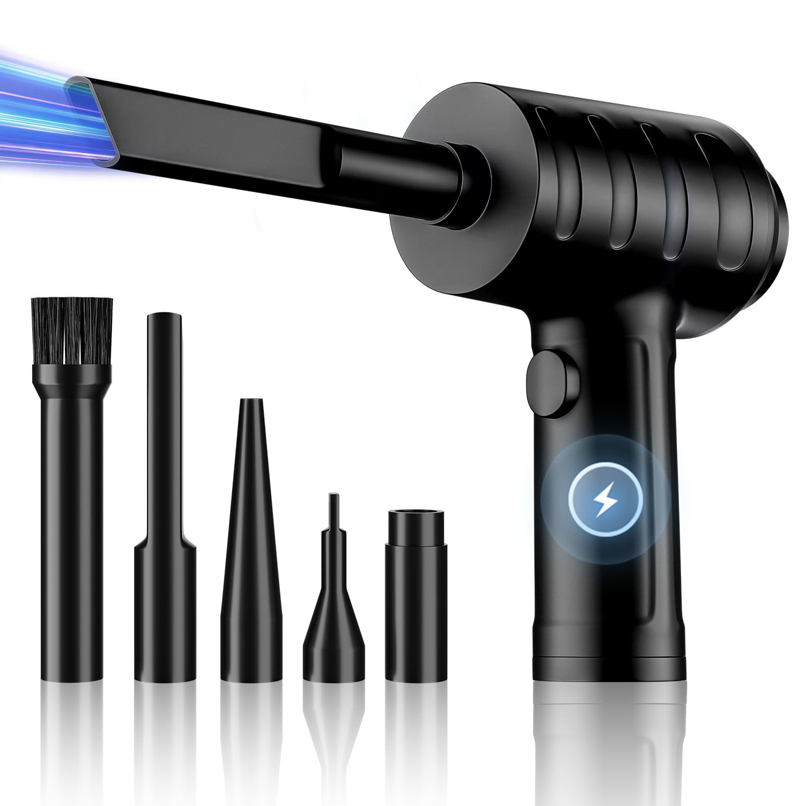 Compressed Air - 3-Gear to 51000RPM, Type-c Fast Charge & Long Lasting Battery, Air Duster for Computer Cleaning, Dust, Crumbs, Scraps, Black