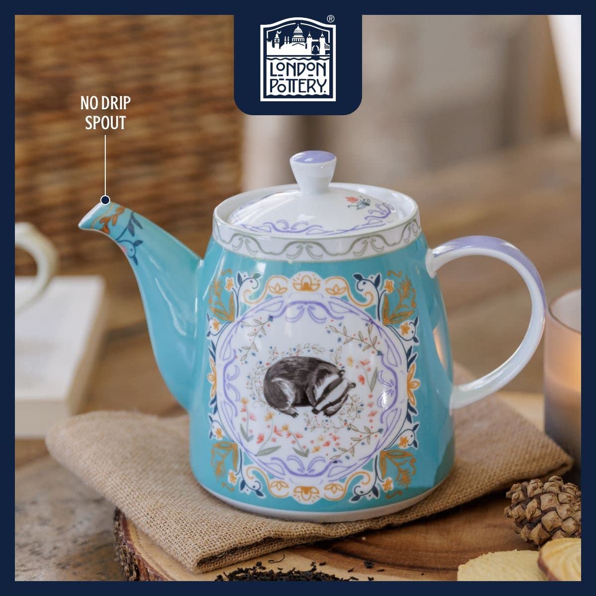 London Pottery Teiera in ceramica con filtro a campana, tasso, 1 L, etichettata