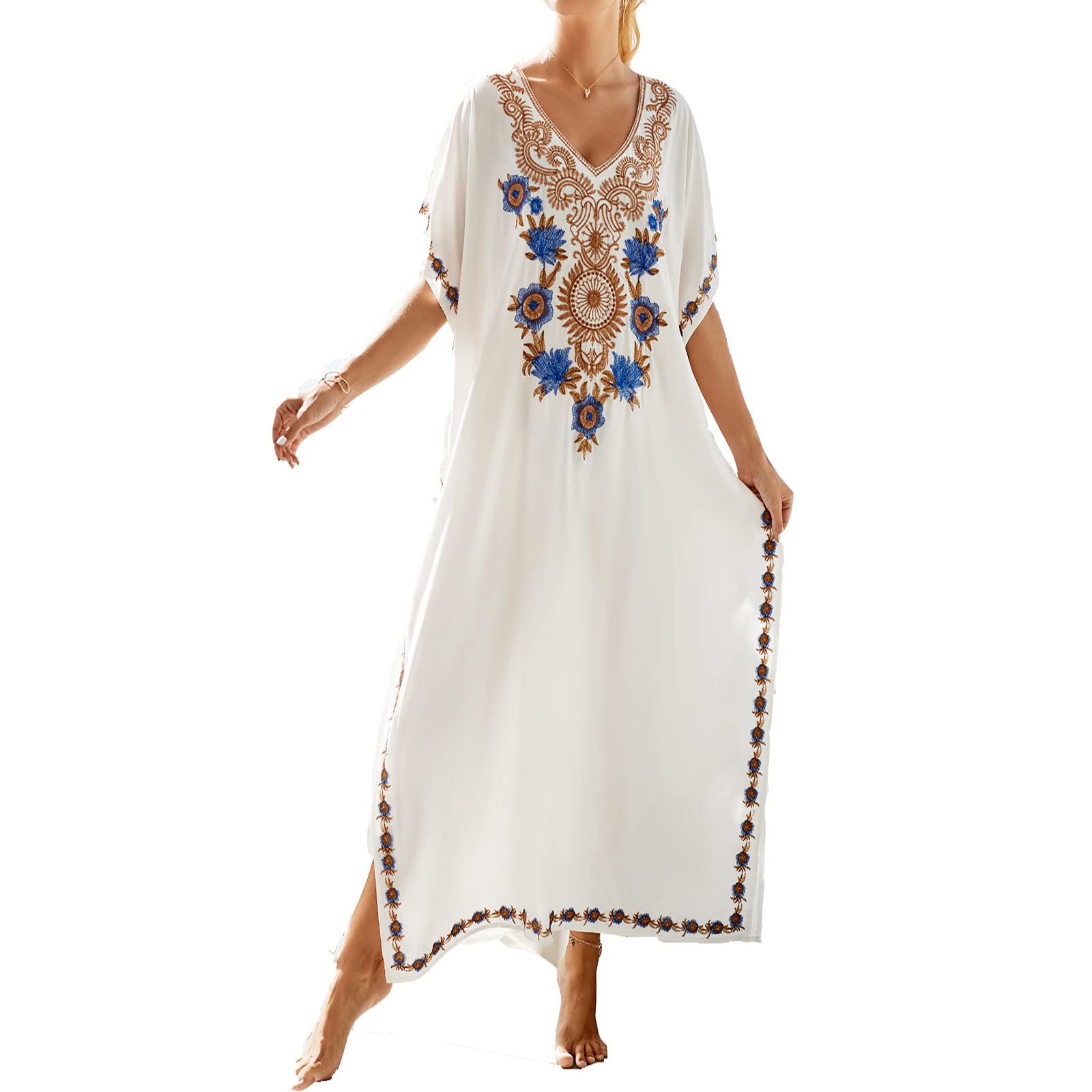 maxToonrainWomen's Beach Dress Summer Maxi Full Length Beachwear Loose Casual Coverups Kaftans Cover Up for Womens …