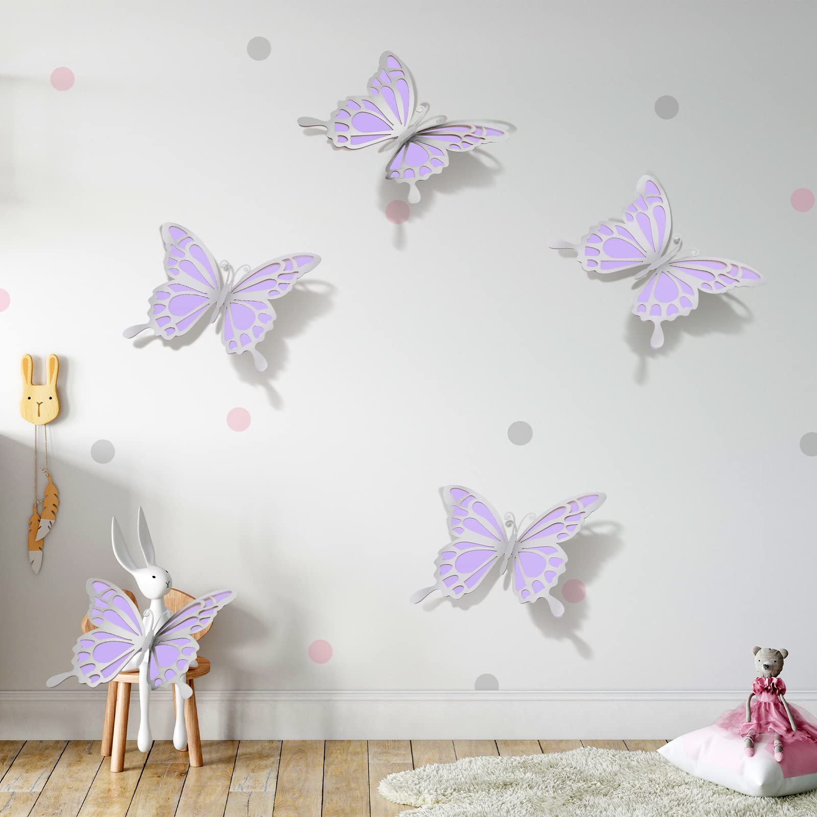 Geyee 12 Pcs 3D Large Butterfly Decorations - 12" & 10" Paper Cutouts For Party Backdrop & Centerpieces - View #3
