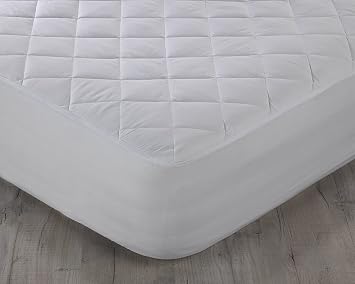 Extra Deep Quilted Mattress Protector - 100% Cotton Mattress Pad Bed Topper Cover Anti Allergic Breathable Sheets Single Double King SuperKing 4FT Size (Double) White