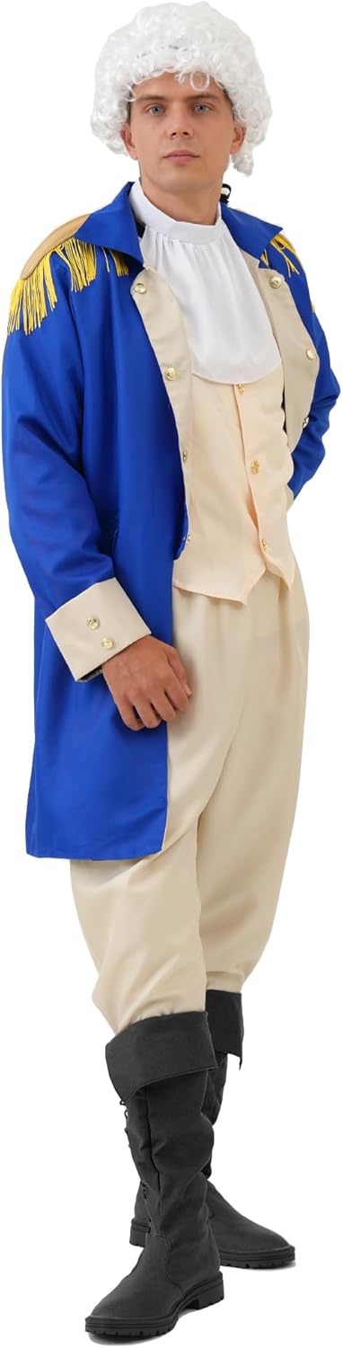 Akokvlar Mens Founding Father George Washington Costume Hamilton Colonial Outfit Set - Image 2
