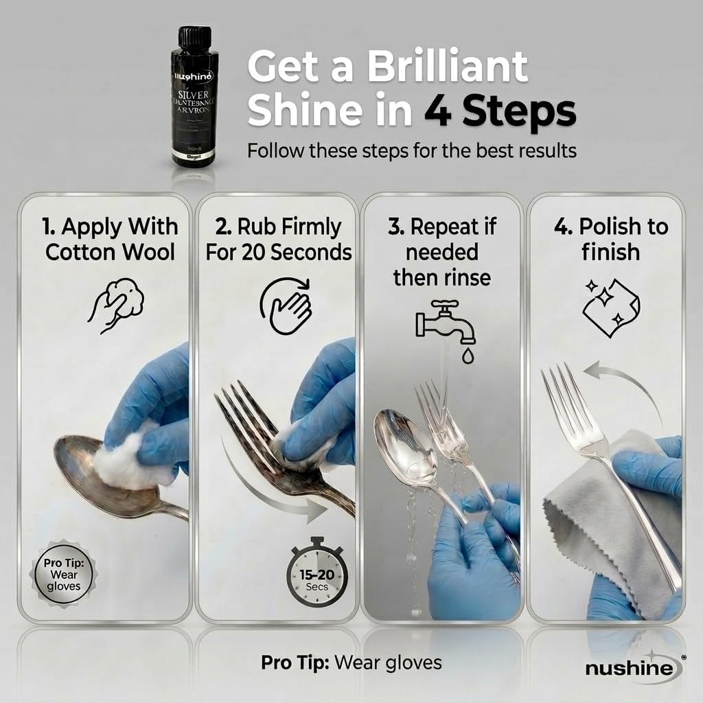 Nushine Silver Maintenance Solution 1.7 Oz - contains pure silver (Perfect for sightly worn silver)