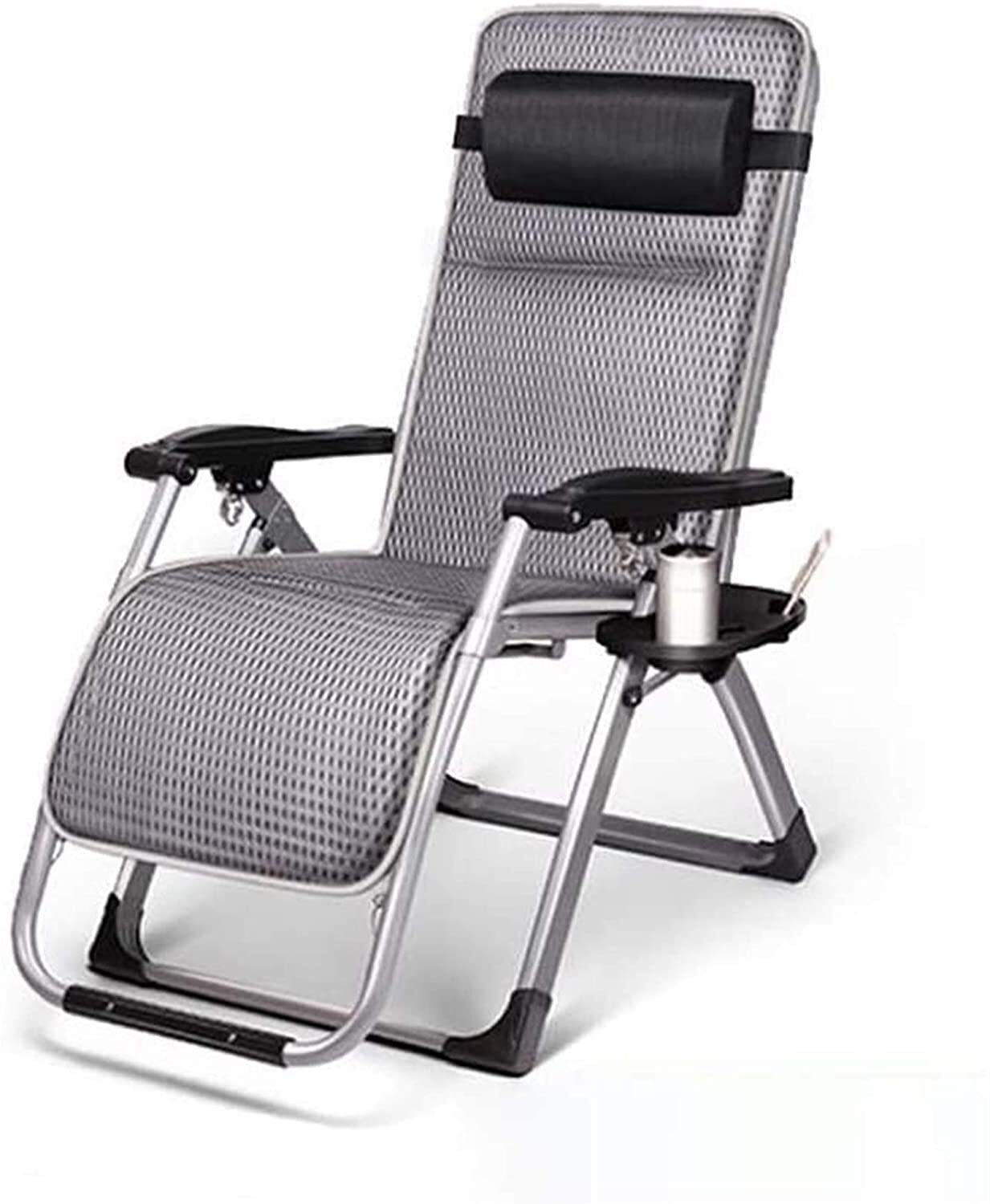 Chaise pliante de camping inclinable avec toile en maille grise respirante