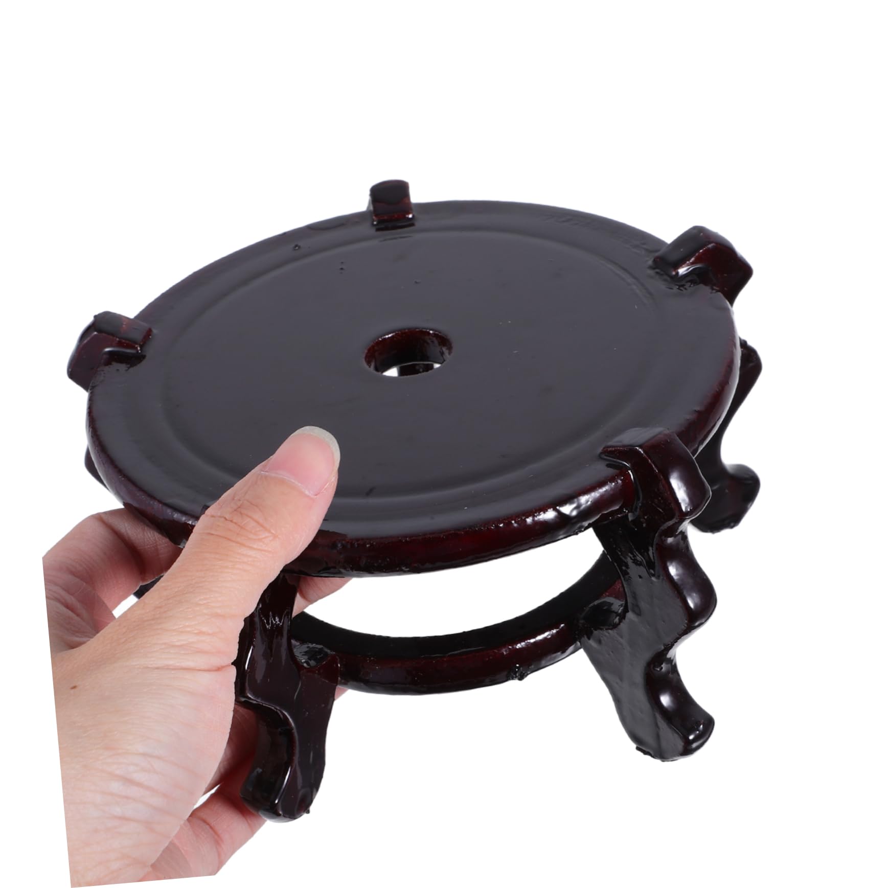 TOYANDONA Soporte para Macetas de Madera Marrón Diseño Versátil y Ahorro de Espacio Base Redonda Paquete de 2 Unidades para Exhibición Creativa de Jarrones y Flores en Interiores